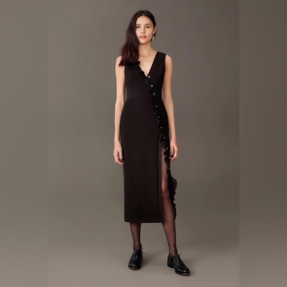 SALONI Marley Ruffle Button Embellished Midi Dress - Picture 3 of 11